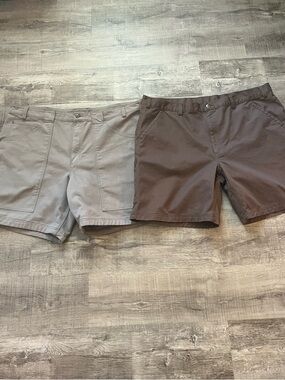 Lot of 2 Duluth Trading Co Men's Cargo Carpenter Canvas Shorts Brown Tan Size 48